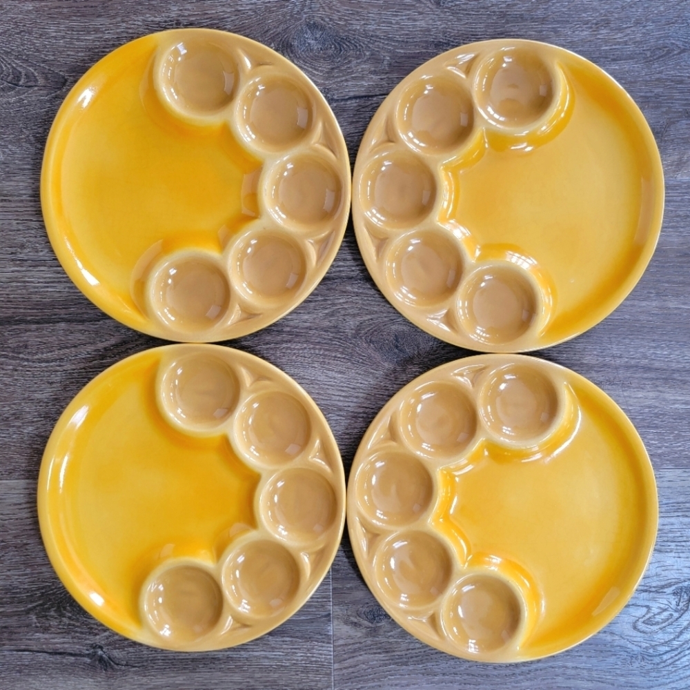 Vintage Beauceware Yellow Fondue Plates Set Of 4
